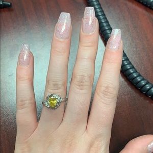 Yellow Topaz and Cubic Zirconia Ring